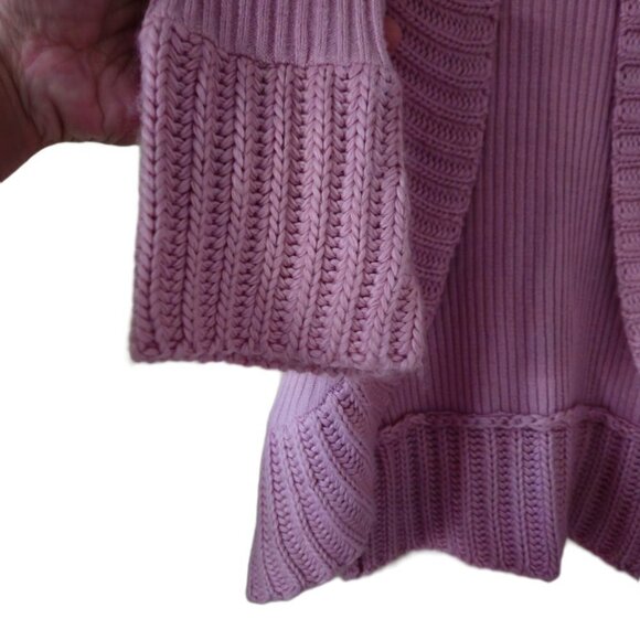 Dollhouse Knits open front flared ribbed cuff dusty rose cardigan women's size M - Picture 2 of 12